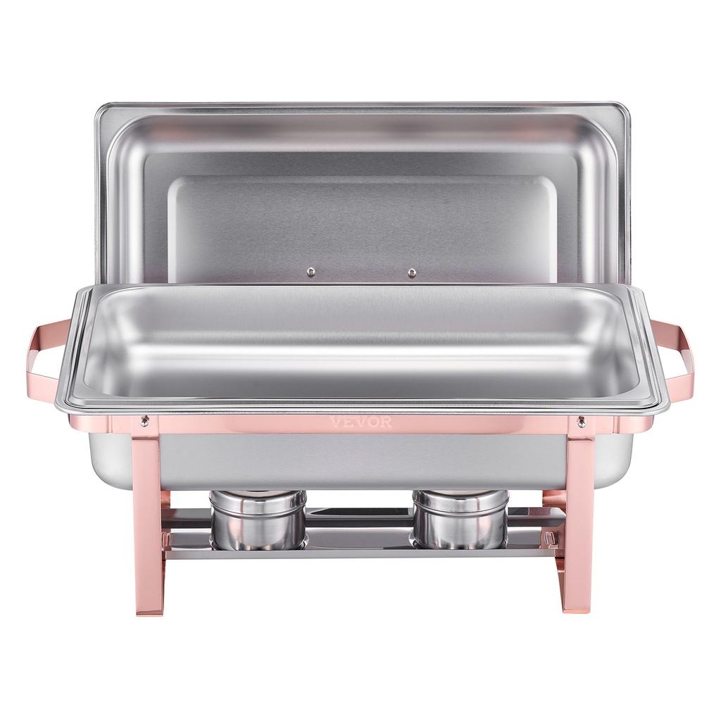 VEVOR Chafing Dish Buffet Set, 8 Qt 2 Pack, Stainless Steel Chafer with 2 Full Size Pans