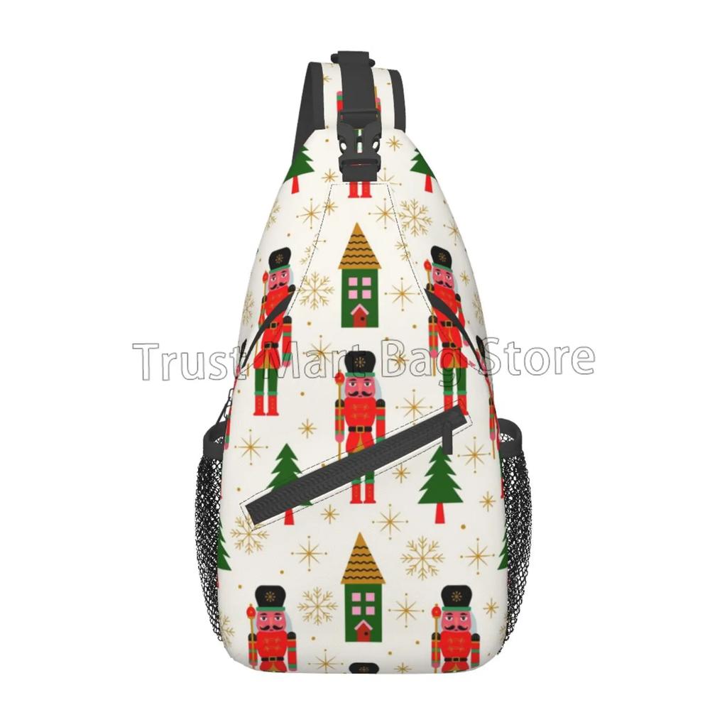 Christmas Nutcrackers Chest Bags Holiday Xmas Crossbody Sling Bag Travel Hiking Backpack Casual Shoulder Daypack for Women Men