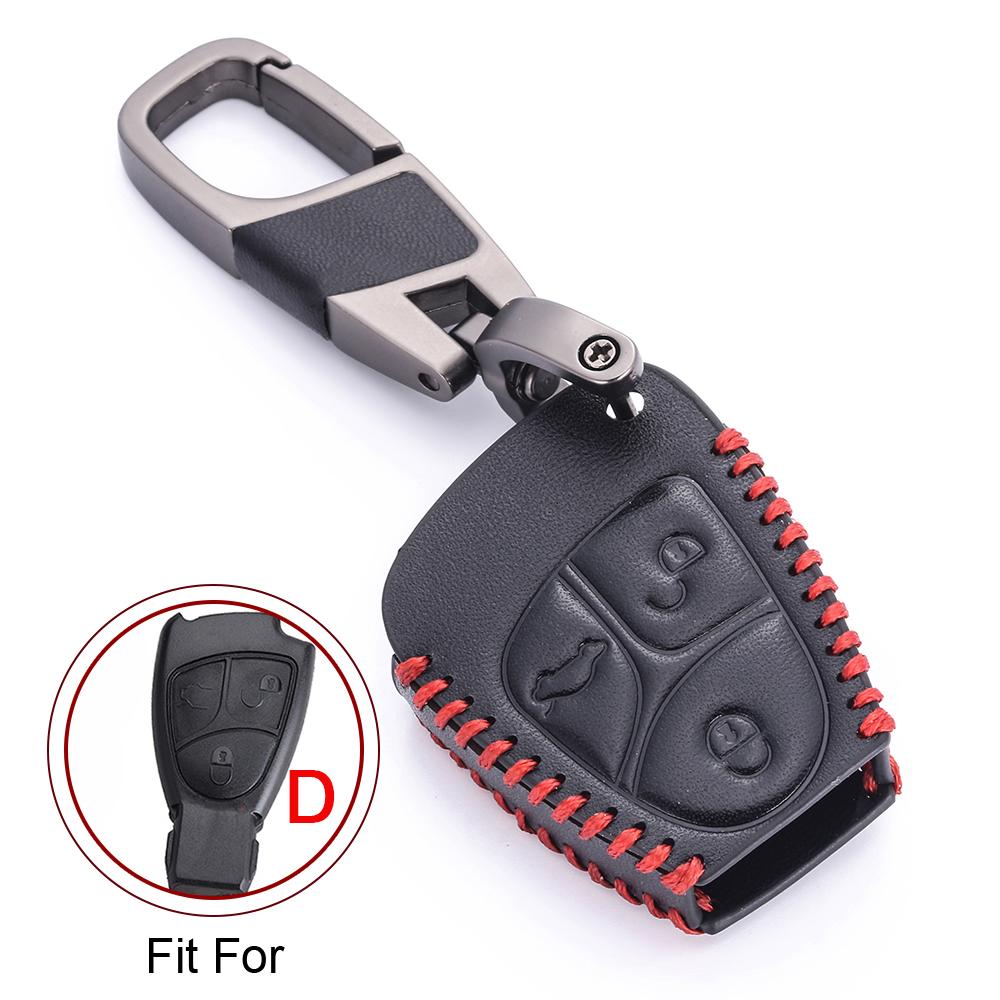 Leather Car Key Cover For Mercedes Benz  C260 W203 W204 W211 CLK B C E ML S CLK CL Class AMG Smart Remote Fob Protector Case