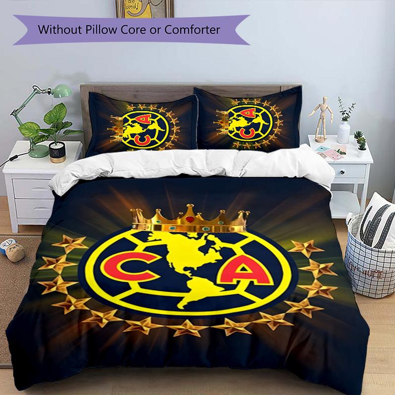Club América 3pcs Bedding Set Duvet Cover Closure Includes 1 Duvet Cover & 2 Pillowcases for All Seasons Bedroom Home Dorm Decor