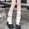 Colorful Button Stackable Socks Women Leg Warmers Comfortable Claf Length Stockings for Fashion-forward Individuals  White
