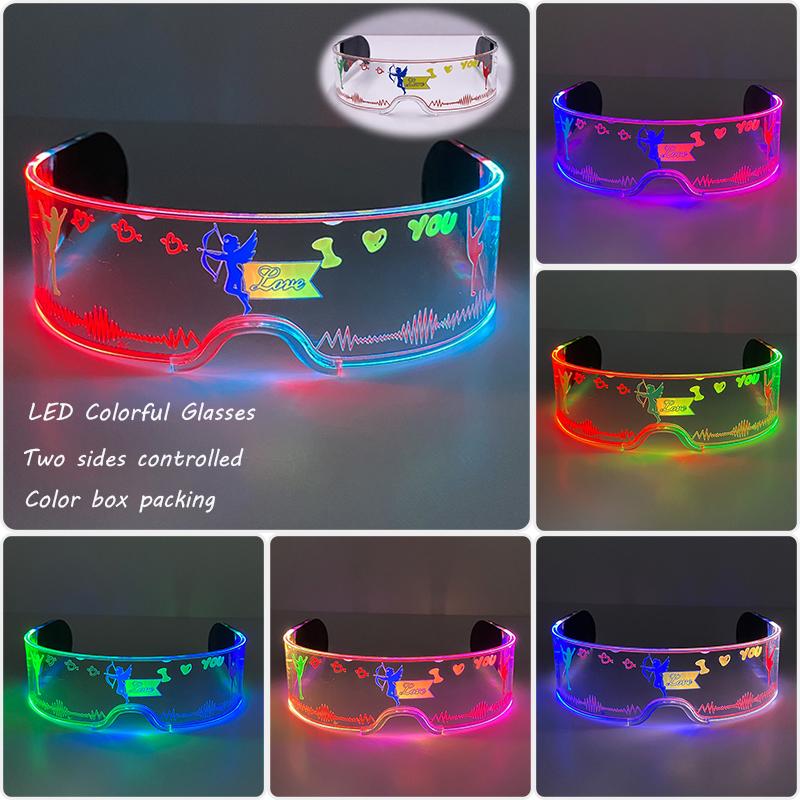Occhiali Luminosi LED al Neon Freschi Occhiali Luminosi Lampeggianti Futuristi, Accessori Luminosi per Feste Bar per Eventi Notturni di Compleanno
