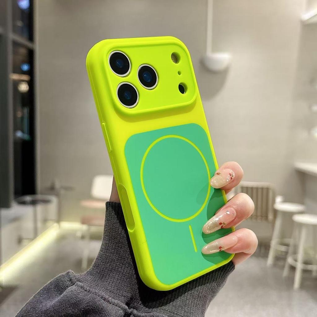 Applicable To iPhone17ProMax Mobile Phone Case Two-color Liquid Silicone Magnetic Suction Apple 16ai Button All-inclusive Lens