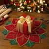 Christmas Table Placemats for Dining Floral Leaf Placemat Table, Decorative Polyester Fabric Holiday Decorations Mats with Festive Leaves Design Party