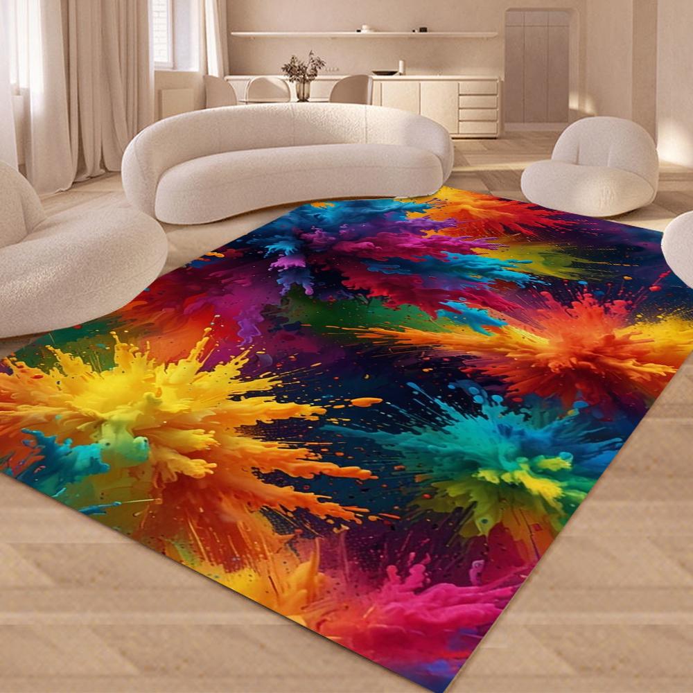 Kreativer Farbfluss-Bereichsteppich mit abstrakten flüssigen Mustern Wohnzimmer Schlafzimmer Kunstliebhaber Dekor Teppich Heimdekoration Matte