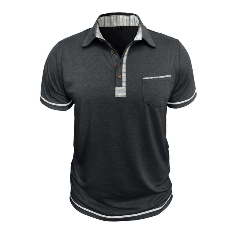 Men's Short Sleeve Polo Shirt Solid Color Casual Tops Breathable Business T-Shirt for Summer
