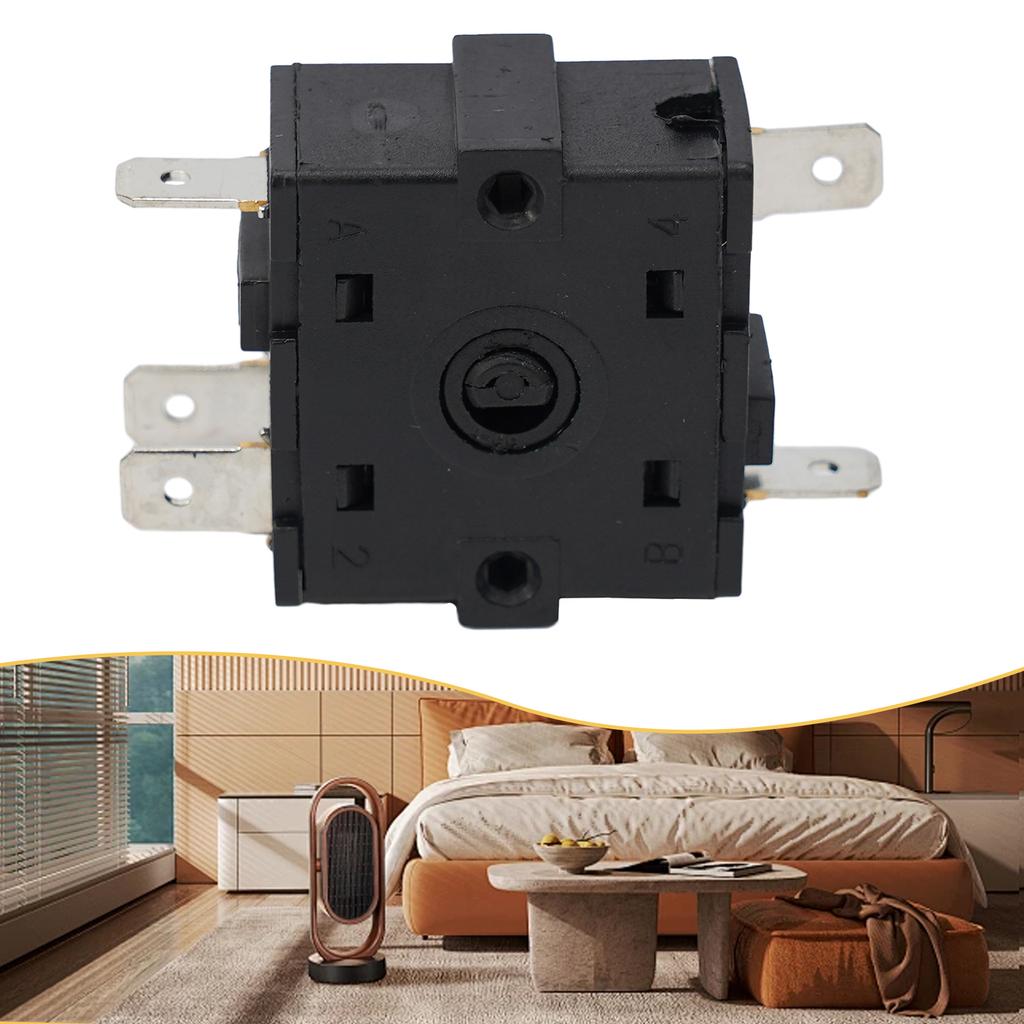 1PC Gear Switch Electric Room Heater 3 Pin 5Pin Rotary Switch Selector AC 250V 16A Radiator Black Electric Heater Switch