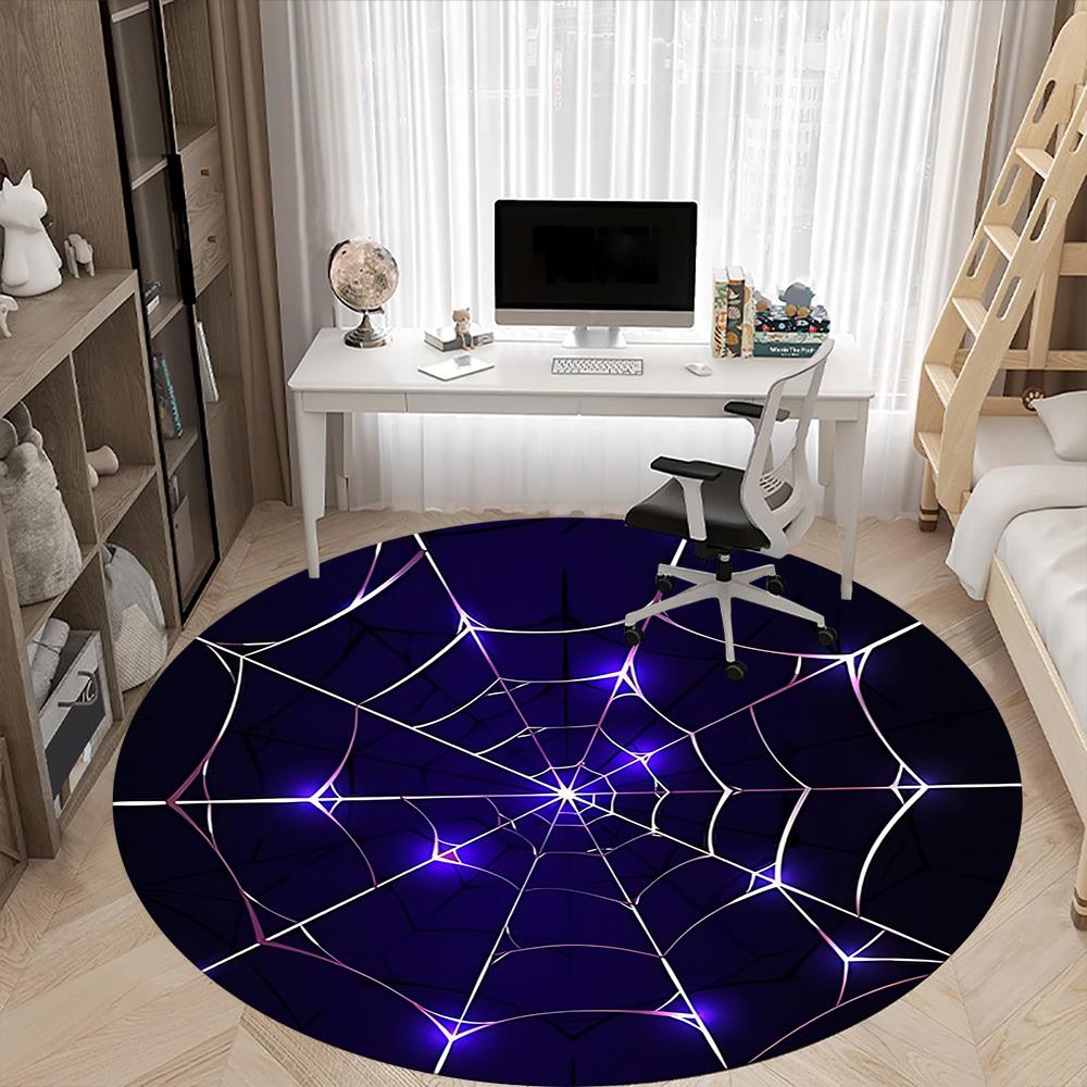 1pc Spiderweb Office Round Rug, Carpet for Office, Gaming, Lightweight Round Floor Mat yy260205003