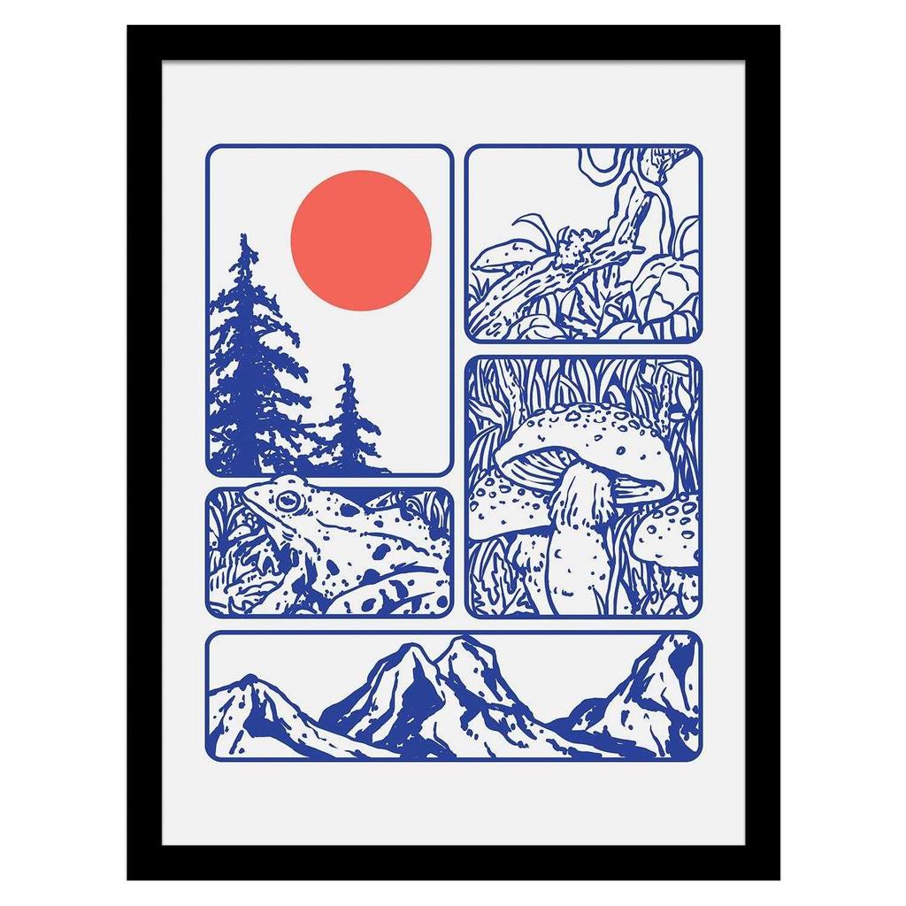 Pyramid International Mushroom, Frogs And The Eternal Sun Framed Poster
