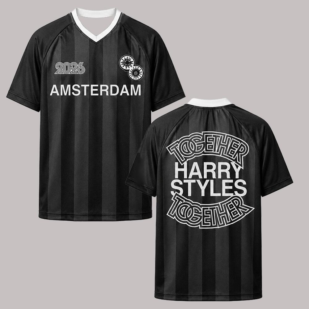 HarryStyles Together Tour Merch Amsterdam Jersey Shirt Fashion Summer V-neck Short Sleeve Unisex Breathable Casual Loose T Shirt