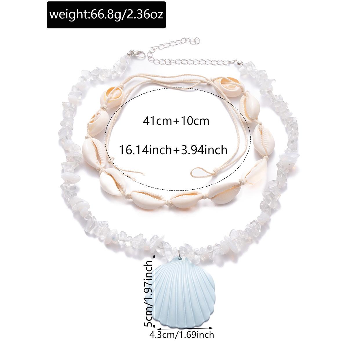 

Layered seaside necklace European and American vacation style blue shell niche high-end clavicle chain woman