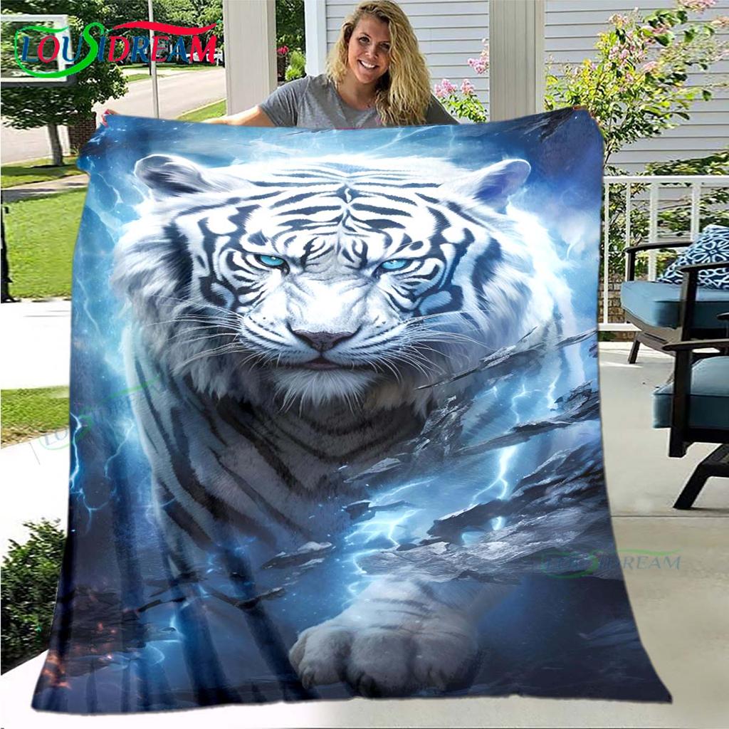 Hot Tiger Painting Print Flannel Adult and Children Blanket Sofa Bed Decoration Blanket Portable Blanket Bath Towel Gift