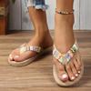 Neuer Modetrend für Damen, rutschfest, verschleißfest, bequeme, weiche Unterseite, Flip-Flops im Ethno-Stil mit flachem Absatz