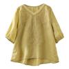 Cotton Linen Woman Blouses Blusa Mujer Embroidery V-Neck Solid Vintage Women's Clothing Shirts Blouse Summer Casual Camisas