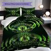 Manchester Emblem Glow Dreiteiliges Set (1 Bettbezug + 2 Kissenbezüge, ohne Füllung) 2D Flachbettwäsche-Set Weich und bequem