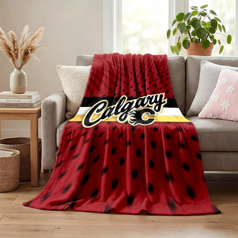 Calgary Flames blanket Flannel Blanket Soft Cozy Plush Throw for Sofa Bed Lightweight Home Decoration