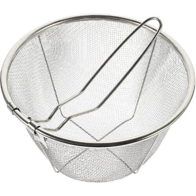 1Pc Stainless Steel Fry Basket with Handle, Round Wire Fry Basket, Steel French Fry Chip Basket (7.1 Inch)