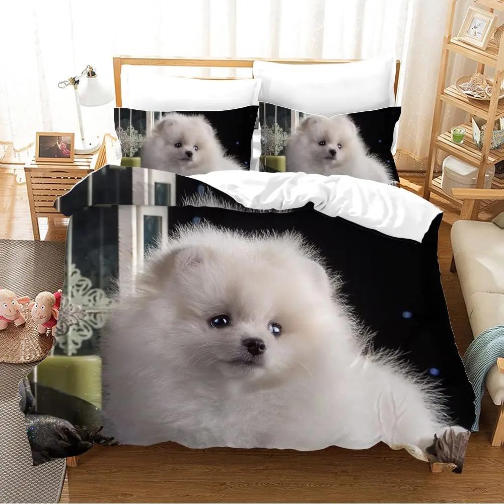 Pomeranian Duvet Cover Animal Dogs Cute Pet Theme For Women Kids Bedroom Decoration Queen Size For Dog Lovers Duvet Cover Gifts
