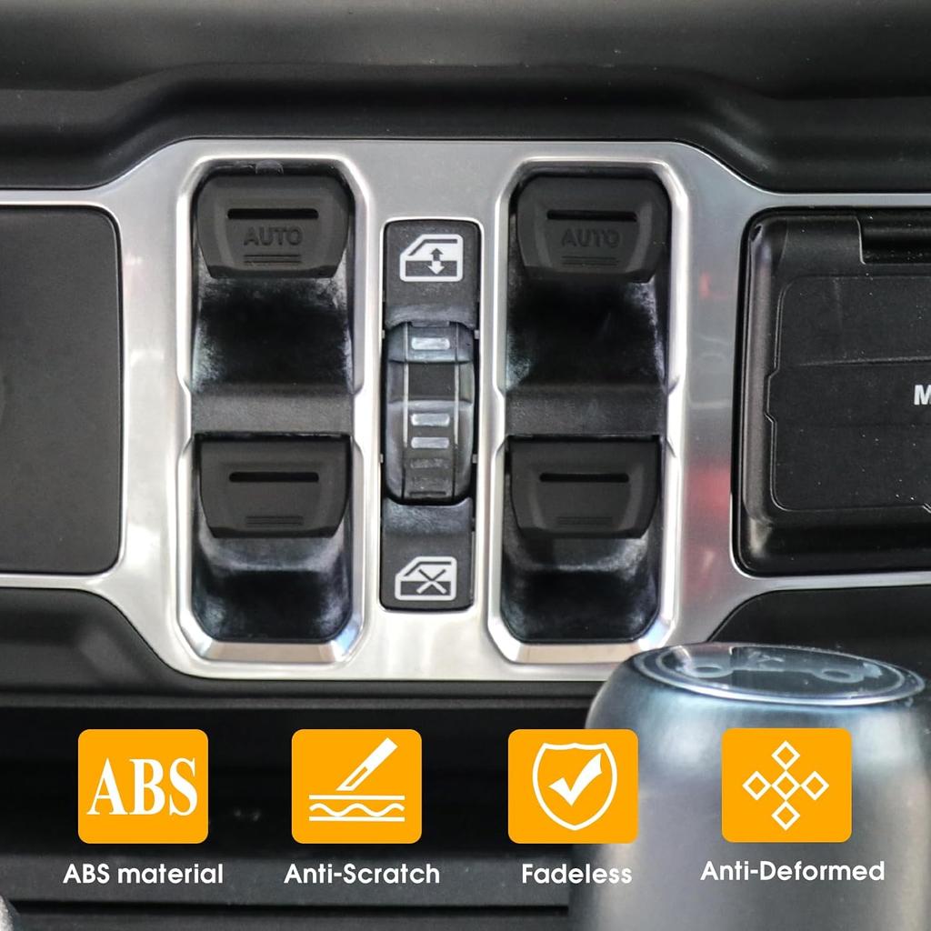 4 Pcs Window Switch Button Cover for Jeep Wrangler JL 4XE Gladiator JT 2018 2019 2020 2021 2022 2023 2024 2025(Black)