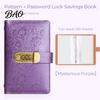 Security Cash Binder A6 Password Lock Budget Organizer, PU Leather And Relief Cover, Savings Tracker 100 Pocket Challenge Booklet for Personal Finance