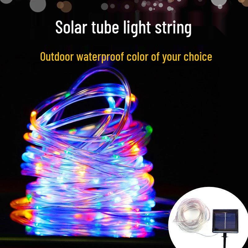 Waterproof LED Solar String Lights - Rainbow Tube Fairy Lights for Trees, Outdoor Holiday Decoration