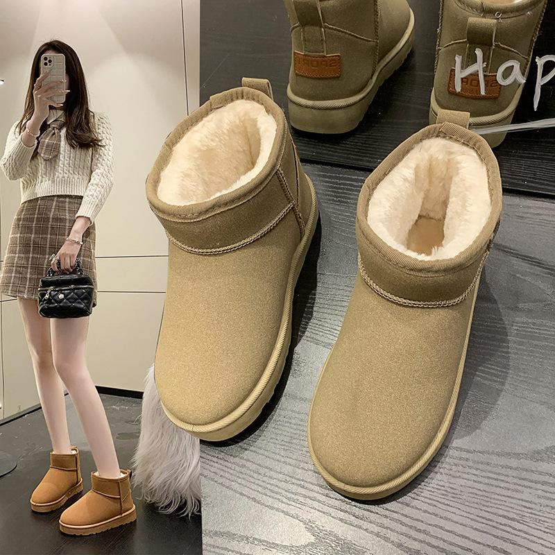 

2025 foreign trade winter explosion thick-soled short tube Northeast cotton shoes piled and thickened warm suede cotton boots women 36 малиновий