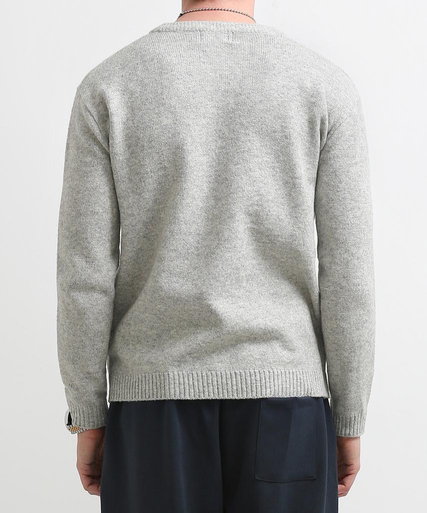 Seuteulaikeu Fine Blend Classic Crew Neck Knit (Light Grey)