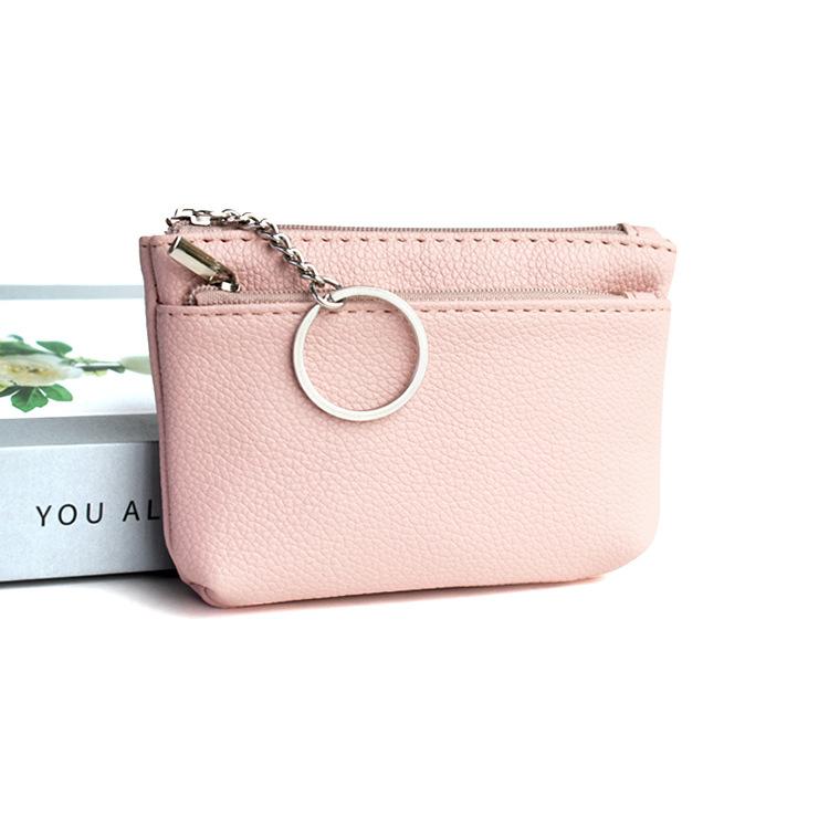 Mini PU Leather Coin Purse Keychain Wallet Multifunctional Zipper Card Holder Fashion Key Bag Key Ring Small Wallet