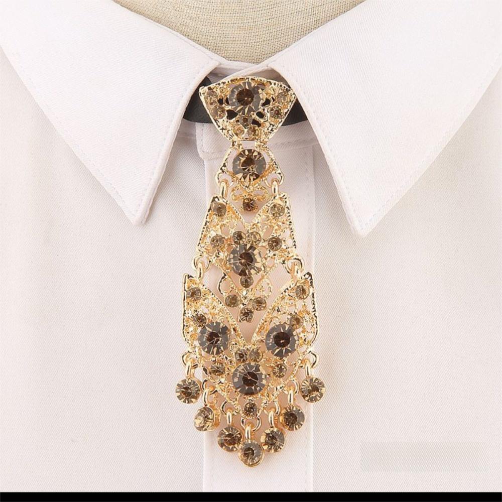 

Fashion Rhinestone Tie Short Length Sparkle Costume Tie Special Crystal Neckties Wine Party 006