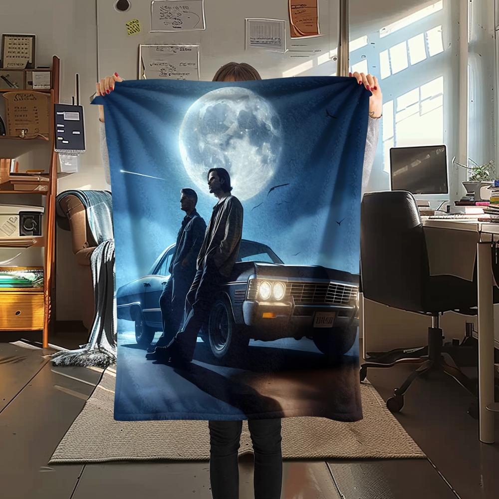 1PC Dean Winchester Print Flannel Blanket, High Quality All Seasons, Home Decor, Warmth and Comfort, Perfect for Christmas Gifts