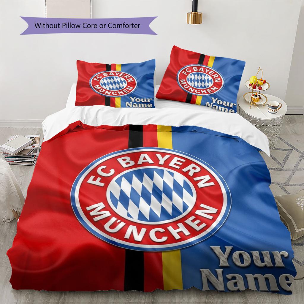 FC Bayern Munchen Custom Name Pattern Bedding,Quilt Set Quilt Cover Pillowcase Home Birthday Gift(1 * duvet cover + 2 * pillowcase, without core)