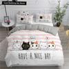 Cartoon Bedding Set Cute Cats Printed 3D Duvet Cover Set Twin Full Queen King Double Sizes Pillowcase Bedclothes Soft Polyester