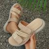 Sandali Bassi a Infradito da Donna Taglie Forti, Scarpe Casual Moda con Lavorazione Intrecciata, Sandali Bassi Estivi a Fascia Singola per Donna