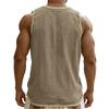Men Color Block Sleeveless Muscle Workout Gym  Shirts Casual Button Down Slim Fit Tee