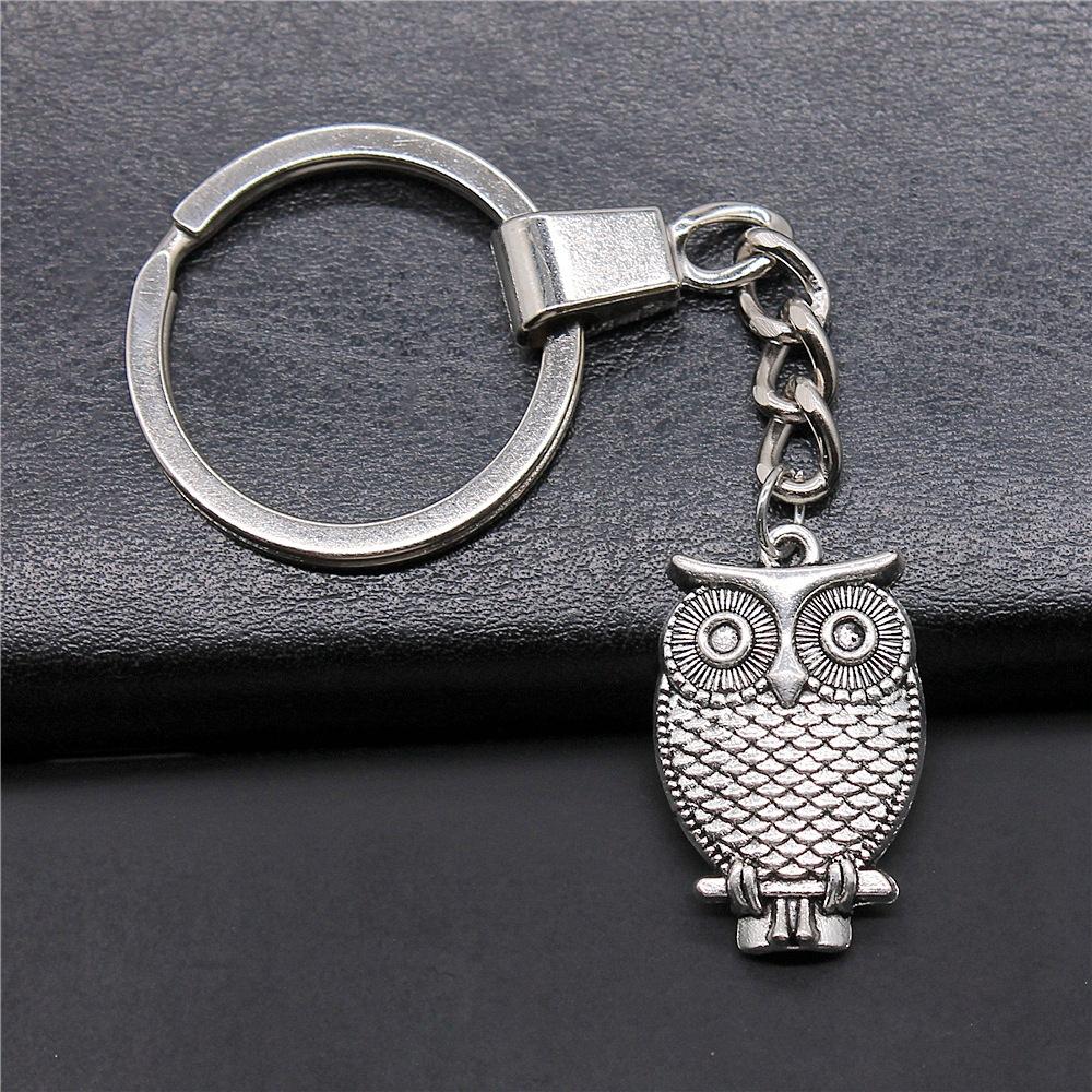 Herren Schlüsselanhänger DIY Metallhalter Kette Vintage Eulen Anhänger Kreativer Party Schmuck Zubehör Geschenk