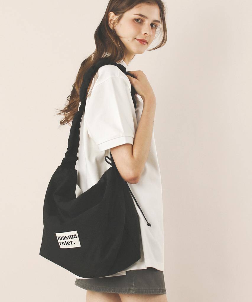 Masmarulez Nylon 2Way Shirring Hobo Bag_Black