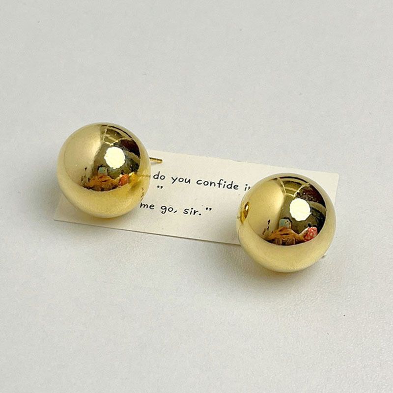 

Fashion Niche Design Retro Golden, round Ball Earrings Fall and Winter Normcore Classy Frosty Style Stud Earrings Earrings Gold