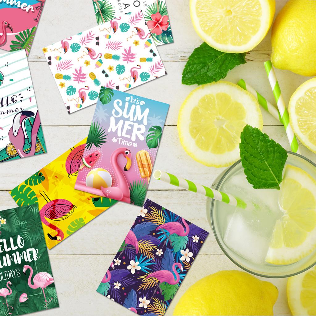 12pcs Hawaiian Luau Hello Summer Flamingo paper Invitations card Aloha theme Tropical Summer Beach Birthday party decoration