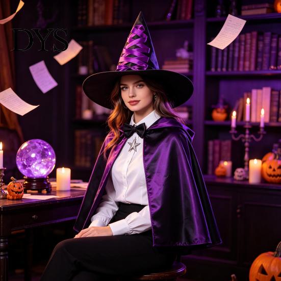 Halloween Costume Accessories Witch Hat, Reusable Oxford Cloth Pointed Wizard Festive Party Souvenir Hat for Costume, Carnival, Masquerade,