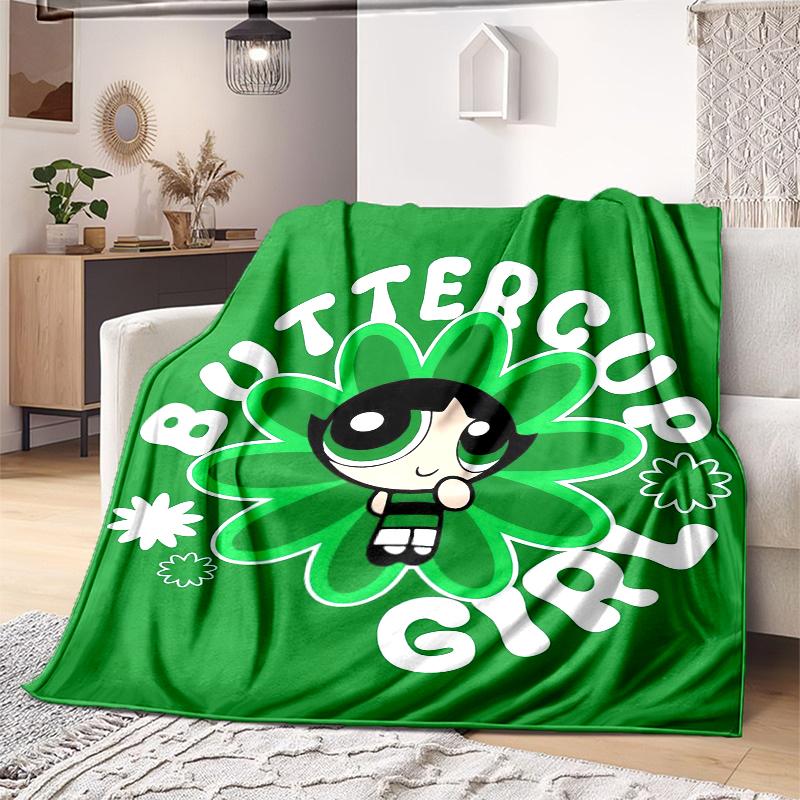 1PC The Powerpuff Girls printed blanket, all season lightweight home office outdoor nap multifunctional blanket A6