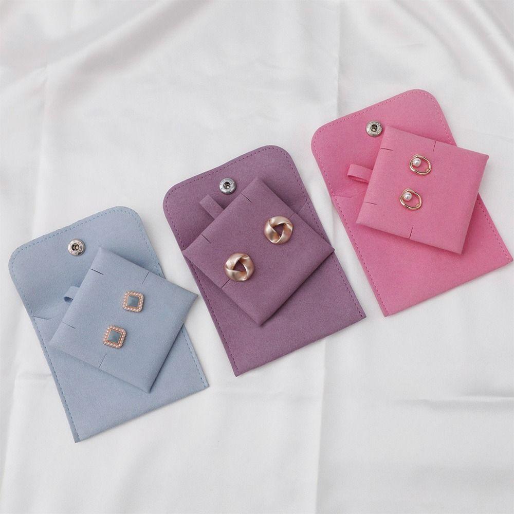 Portable Microfiber Snap Button Storage Pouch Jewelry Bag Bracelet Bag Packaging Bag