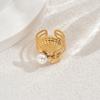2025 New Ocean Style Women's Ring Personalized Inlaid Pearl Shell Design Open Ring High-end Jewelry