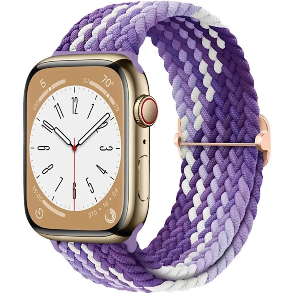 Braided Bracelet for Apple Watch Ultra 3 2 49mm 11 10 42/46mm Nylon Elastic Belt Bracelet for 9 8 7 41mm/45mm 6 5 4 SE3 40/44mm