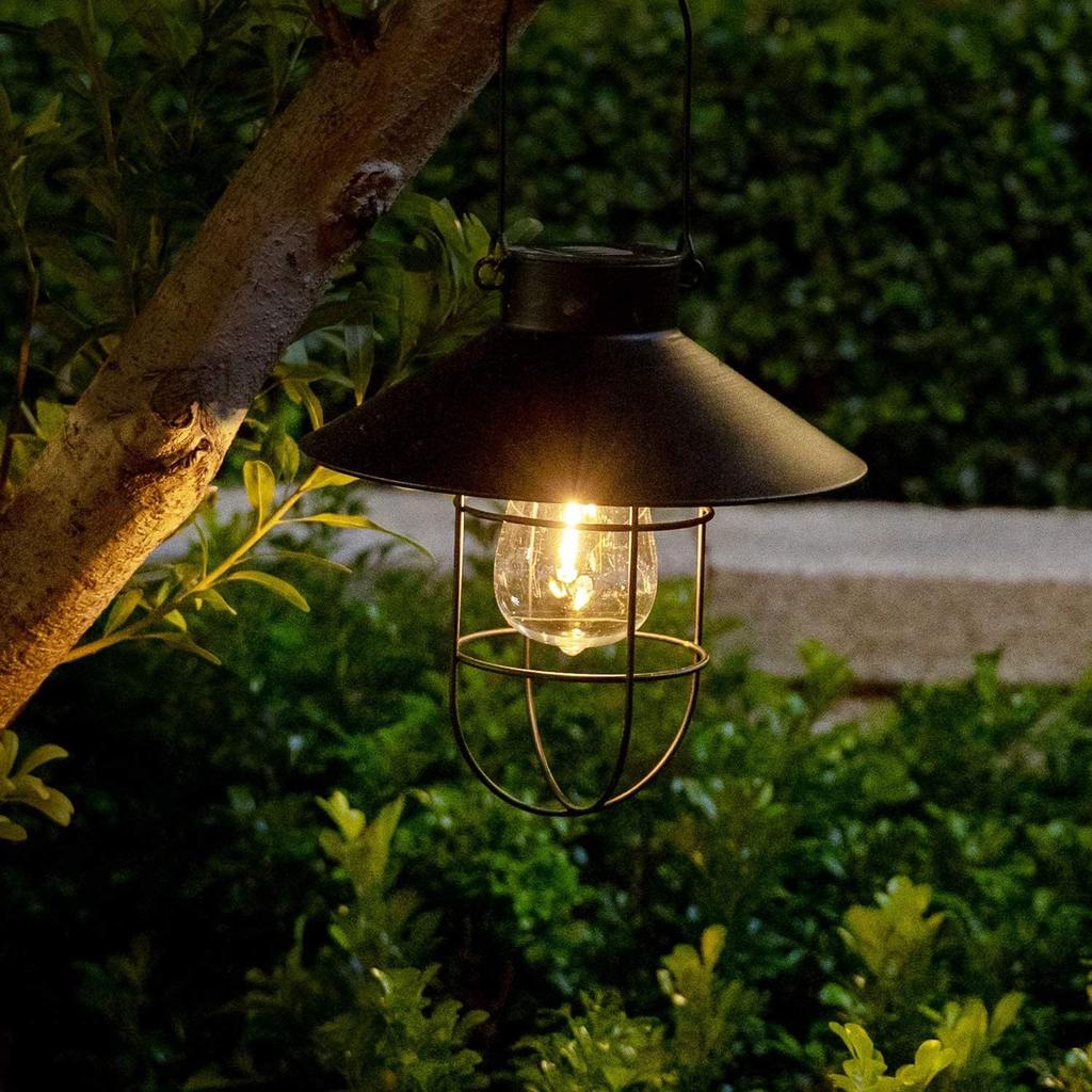 JYL TS/003,Solar LED Filtern Iron Lantern Vintage Pendant Light for Outdoor Garden Camping and Waterproof Hanging Decor