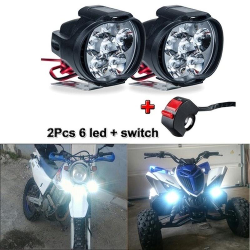 6/9LED 12V Motorcycle Headlights Universal White Super Bright Working Front Light 10W LED Scooters Spotlight Moto Fog Lampht
