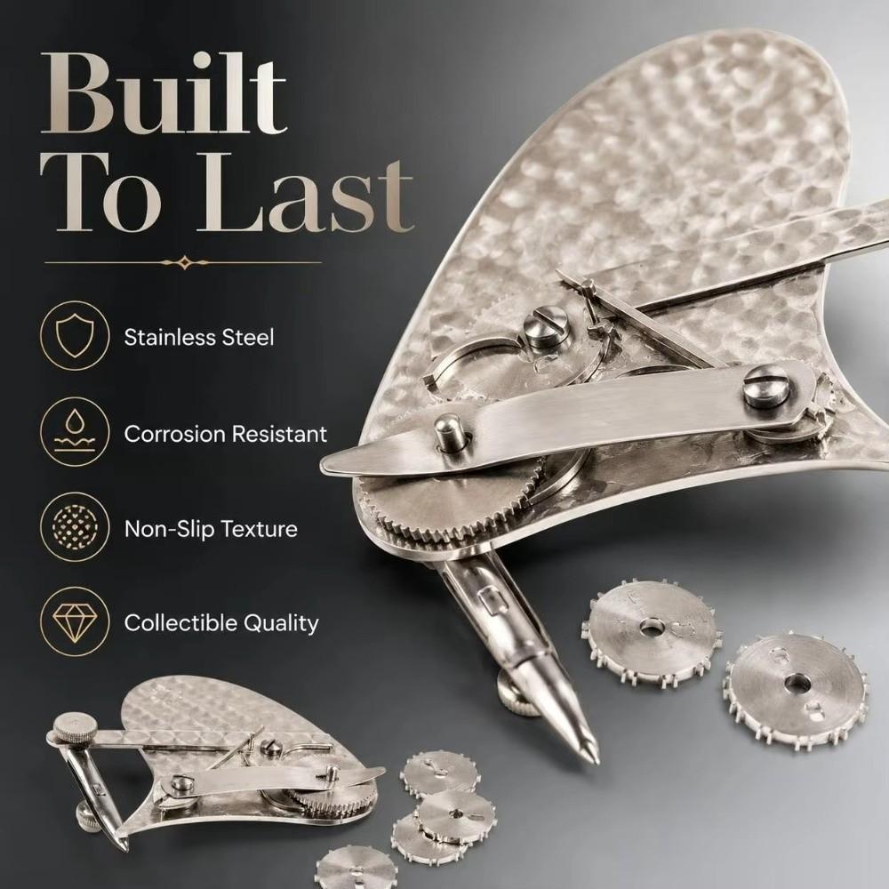 Dual Mode Mechanical Gear Train Ruling Pen Hand-hammered Texture Dashed Lines Pen for Architects