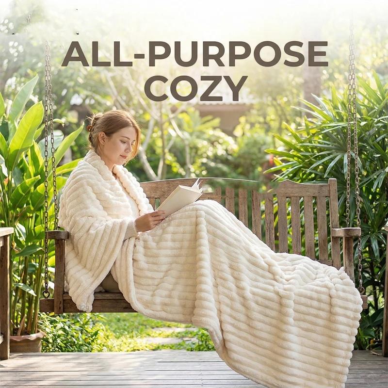 Bredrandigt flanellmultifunktionellt överkast Kan användas som lakanstäcke, sofffilt, vilfilt, pläd