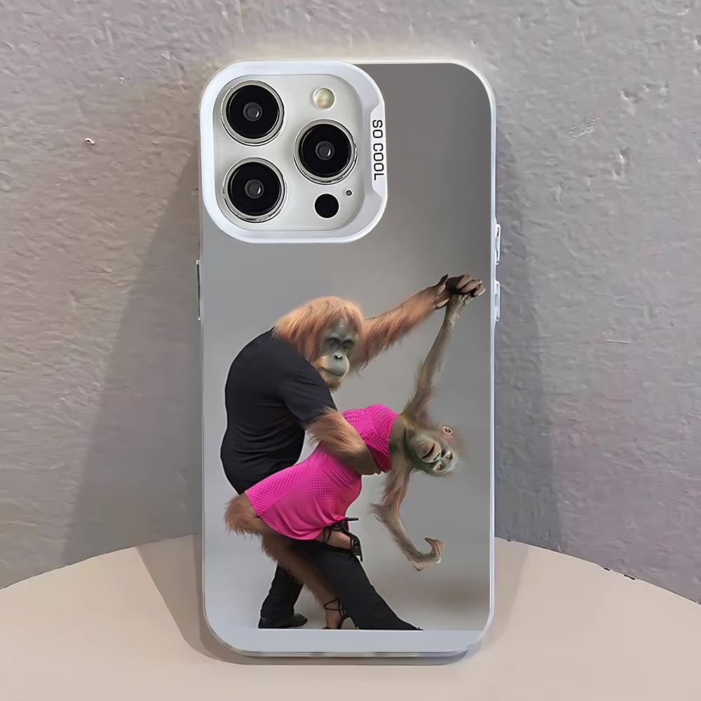 

Забавные обезьяны гориллы Чехол для телефона для iPhone 12,16,17,14,13,15,11,Pro,XS,Max,Plus,Mini,SE4,E Белый Матовый Ударопрочный Чехол iPhone14
