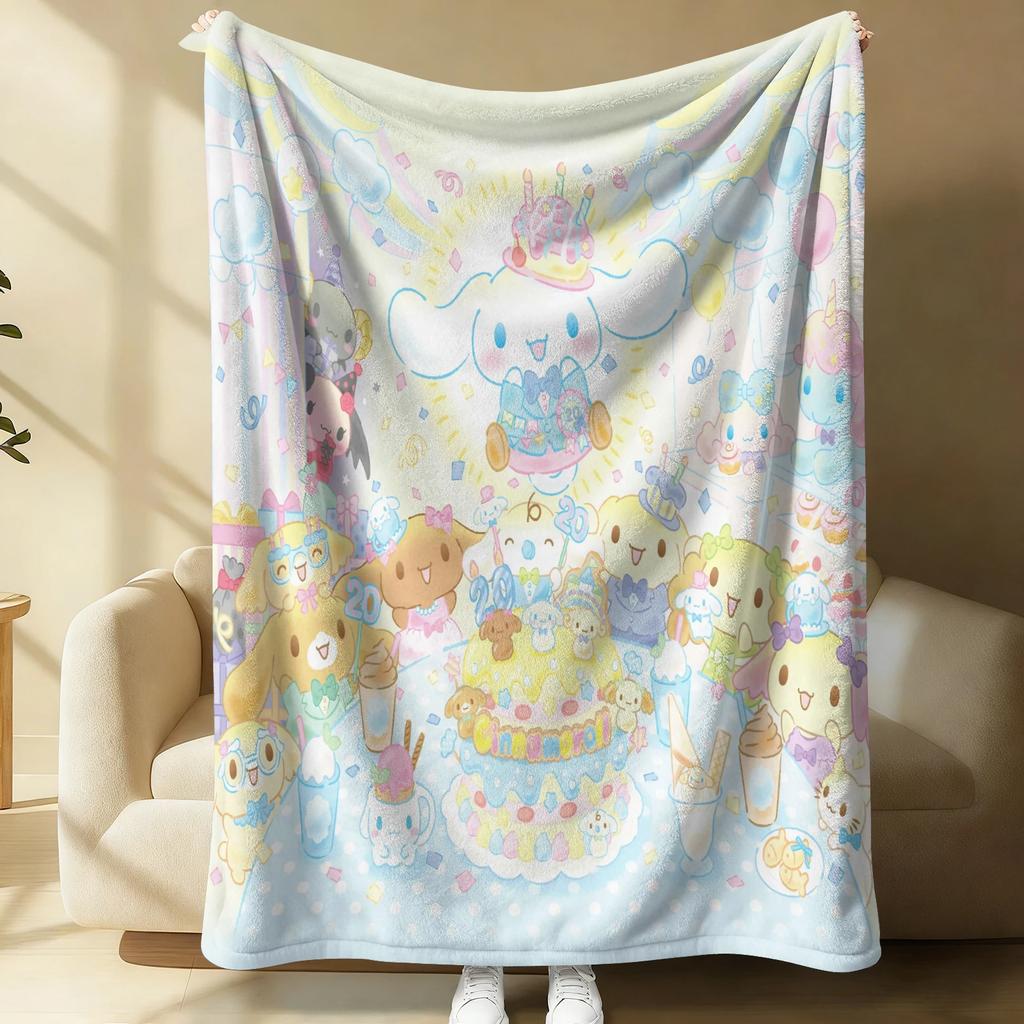 Sanrio 40th Anniversary Flannel Blanket Soft Warm Plush Throw For Couch Bed Cover Camp Lightweight Summer Nap Blanket Fan Gift