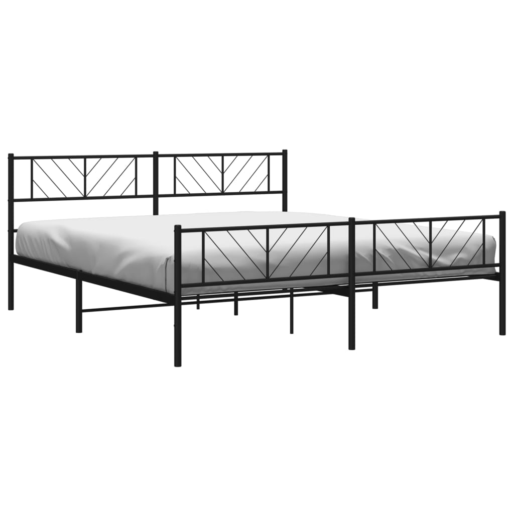 Vidaxl Metalowe Łóżko Z Zanóżkiem, Bez Materaca, Czarne, 180X200 Cm
